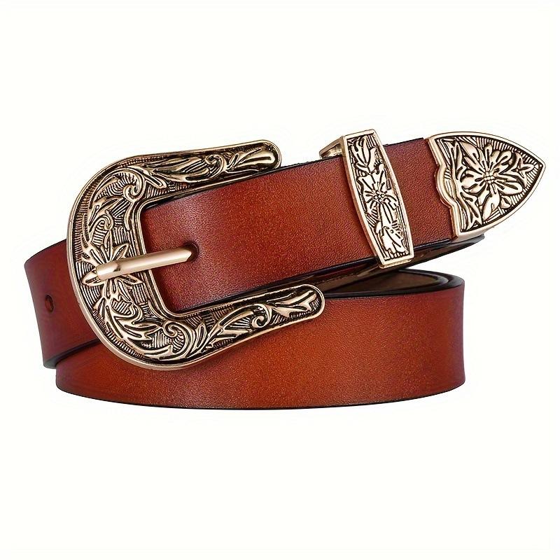 Ladies' Western Denim Retro Three-piece Set, Versatile Genuine Leather Cowhide Coat, Denim Pants, Belt and Leather Strap