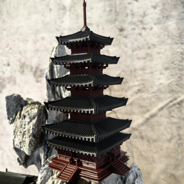 Miniature Five-Storied Pagoda Bonsai and Aquarium Decoration