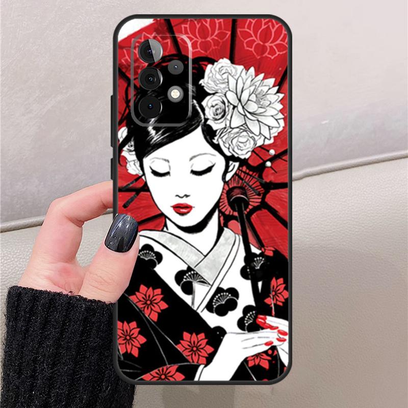 Japanese Art Kimono Tattoo For Samsung Galaxy A17 A37 A57 A53 A33 A13 A32 A52 A16 A36 A56 A55 A35 A15 A54 A34 A14 Case