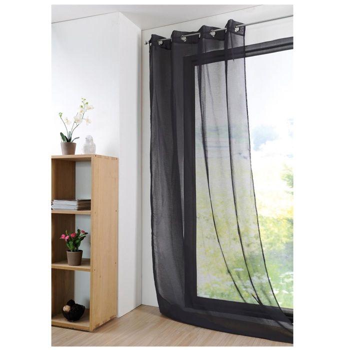 Voilage - Mona - 135 x 260 cm - Noir - 100% Polyester - Œillets métalliques