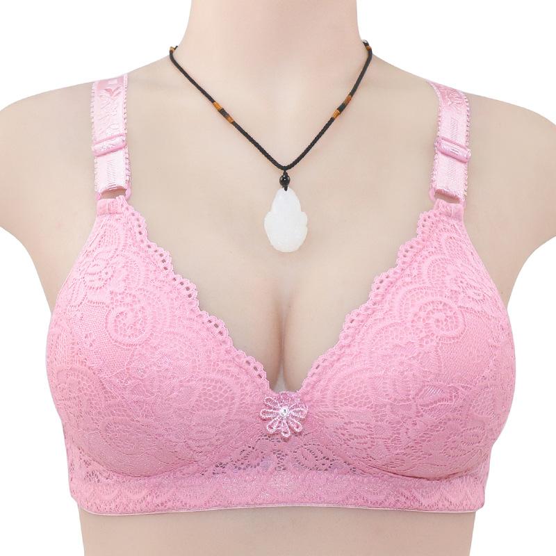 Autumn New Product Luxury Thin Full Lace Cup Mom Bra Adjustable Shoulder Strap No Steel Rim Underwear