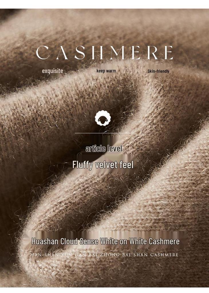 Women's Long Sleeve One-Shoulder Cashmere Knit Sweater - Mid-Length, Rolled Edge, Autumn/Winter Collection