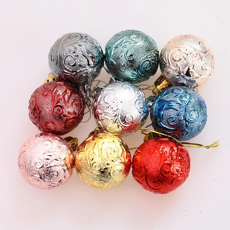12Pcs Christmas Decorative Balls Gold Red Green Xmas Tree Pendent Home Christmas Party Decoration Bubbles Hanging Ornaments Toy