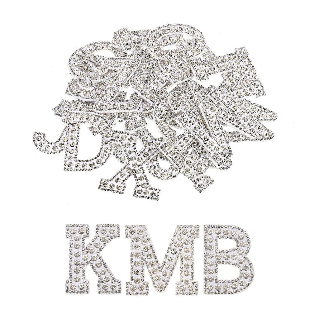 Iron On Patch Decorative A-Z Glitter Alphabet Applique Rhinestone English Letter for Handmade Bag Hat Jeans Clothes Applique DIY