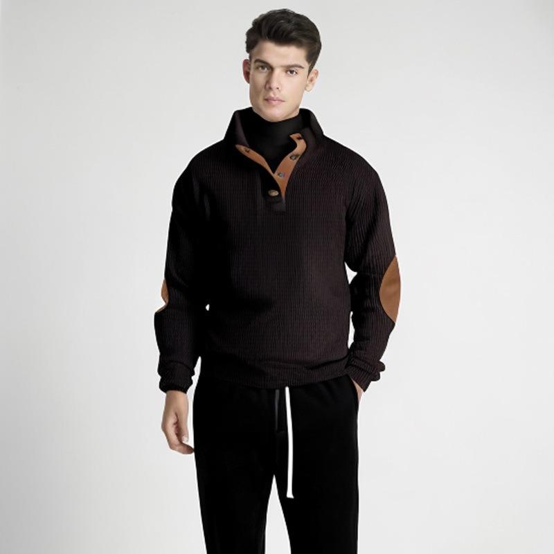 2024 Spring and Autumn European Size Men's S-5XL Casual Standing Neck Long Sleeve Pit Corduroy Sweater