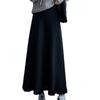 Apricot Knit Skirt Women Spring Autumn Elastic Waist Draping Flared A-Line Slimming High Waist Midi Skirt