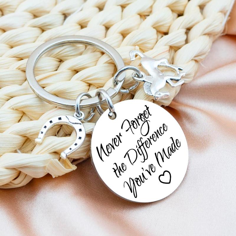 Stainless Steel Inspirational Horses Keychain Charms Jewelry Best Gifts Birthday Christmas For Women Men