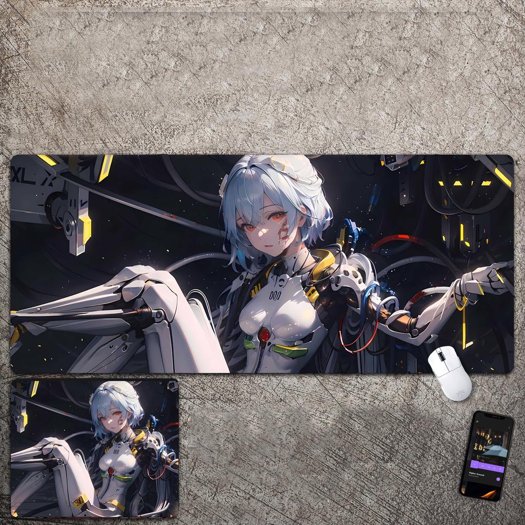 Übergroßes Mauspad mit Anime-Charakter, geeignet für E-Sport, Büro und Schreibtisch.