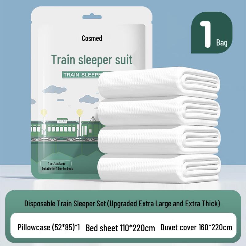 4-Piece Travel Disposable Hotel Bedding Set: Double Bed Sheet, Duvet Cover, Pillowcase – Thickened and Anti-Dirt
