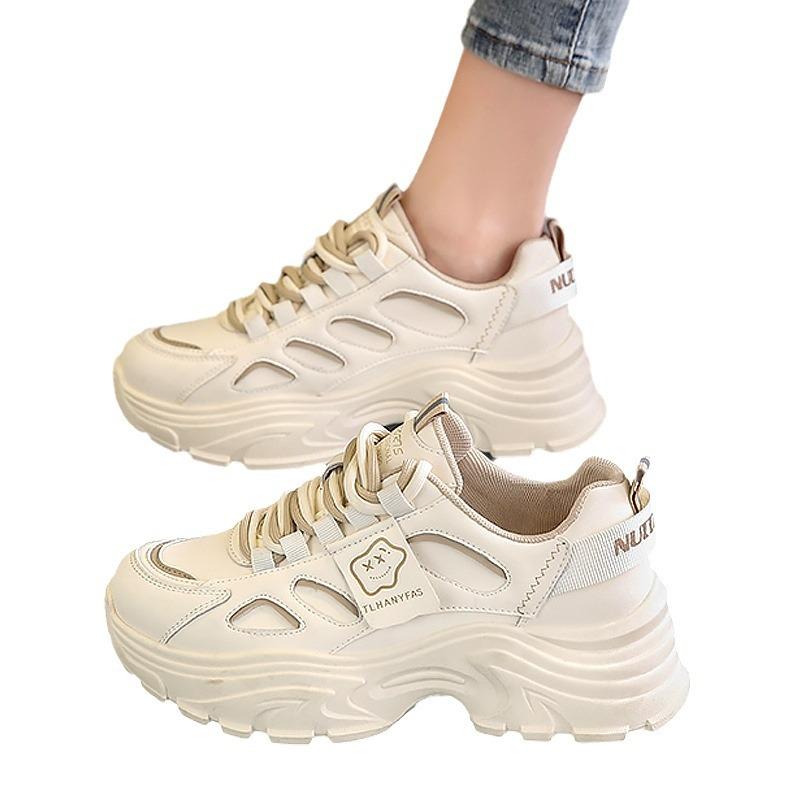 Women's Sports Shoes  Summer Leather Breathable Casual Versatile Dad Shoes