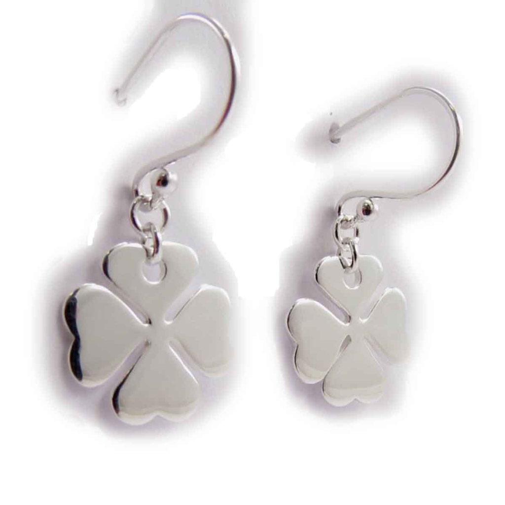 Les Trésors De Lily [G0631] - Boucles Argent 'Trèfle' argenté - 13x13 mm