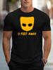 0 FEET AWAY Letter Print T-Shirt, Short Sleeve Crew Neck Casual Top for Summer And Spring, Men'S Wear