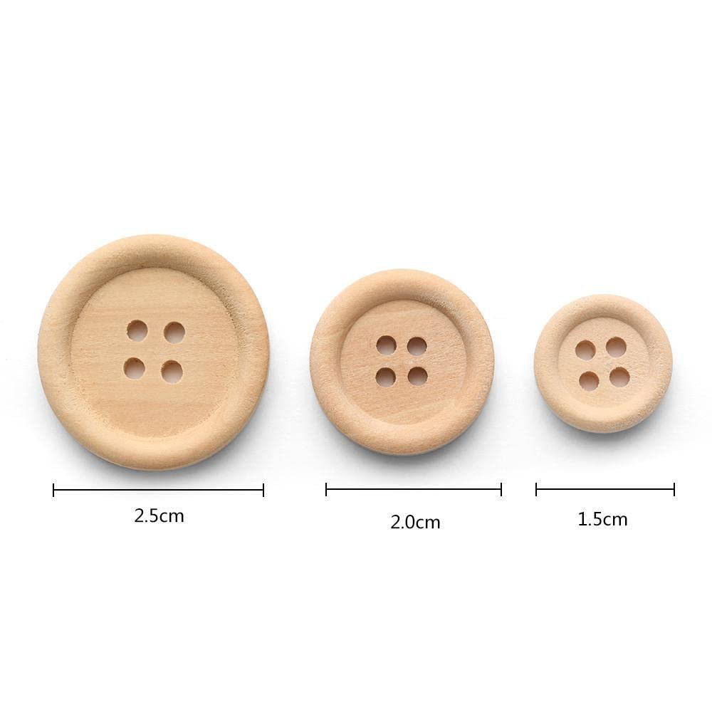 Natural Log Button 15Mm Wooden Button Children'S Clothing Wooden Button Four-Eye Children'S Handmade Accessories