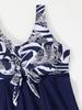European and American Style Printed Two-Piece Skirted Tankini with Boyshorts Women's Swimwear