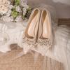 Fashion Low-heeled Temperament Single Shoes for Women 2025 Spring and Autumn Thick Heel Soft Sole Pointed Toe Shallow Mouth