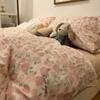 Washed Cotton Bed Four-piece Set Simple Bedding Quilt Cover Bed Sheet Dormitory Three-piece Set
