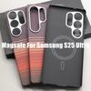 Magnetische Handyhülle aus Kohlefaser für Samsung Galaxy S25 Ultra 600D Aramidfaser Magnetisch Stoßfest Schutzhülle S25 Ultra Magsafe Hülle