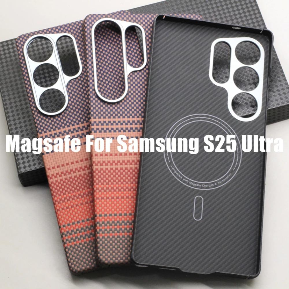 Magnetische Handyhülle aus Kohlefaser für Samsung Galaxy S25 Ultra 600D Aramidfaser Magnetisch Stoßfest Schutzhülle S25 Ultra Magsafe Hülle