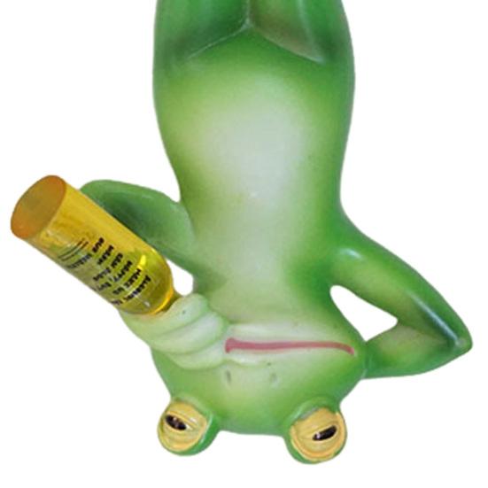 Socha Pijící žáby vzhůru nohama Invertovaná kreslená figurka žáby Pryskyřičná zvířecí socha Venkovní zahradní ozdoba na květináč