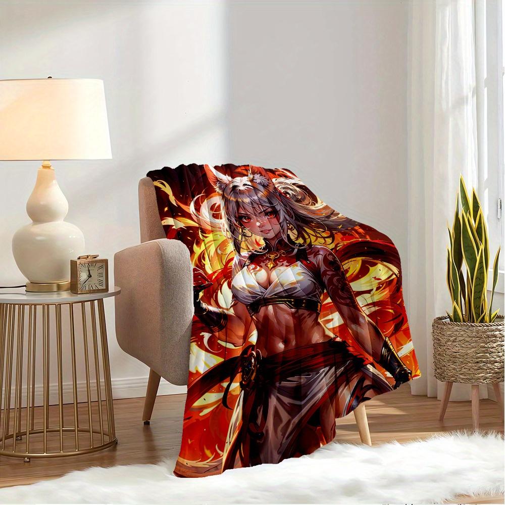 1pc Flannel Throw Blanket, Fantasy Character,Mythical Creature,Ethereal BeautyPattern Printed Blanket, Warm Cozy Soft Blanket For Couch Bed
