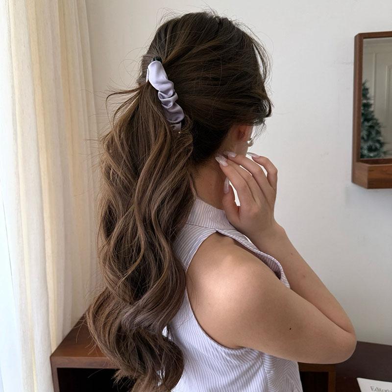 Koreanischer Stil Satin Plissiert Einfarbig Stoff Haarspange Vielseitige Bananen-Klammer Für Frauen Haarschmuck