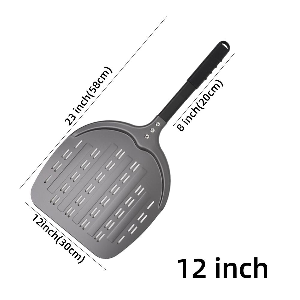 12 13 14Inch Pizza Peel Long Handle Turning Aluminum Pizza Turner Nonstick Baking Tool Perforated Paddle Kitchen Accessory