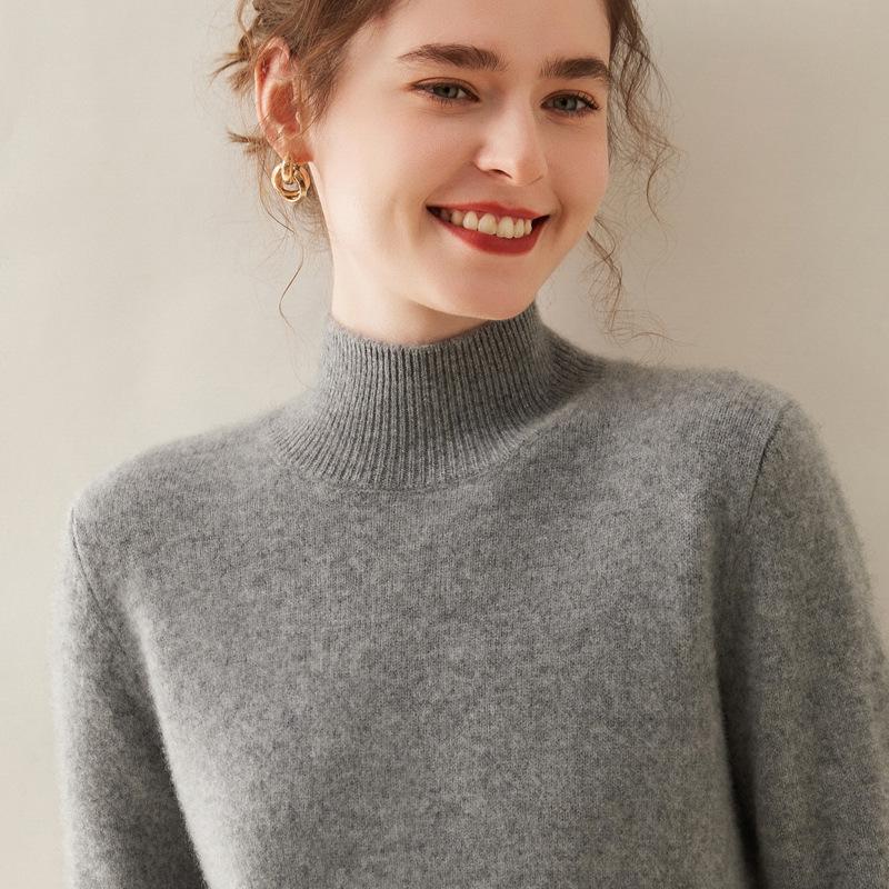 Women's Half-High Collar Thickened Cashmere Sweater - Autumn/Winter Style