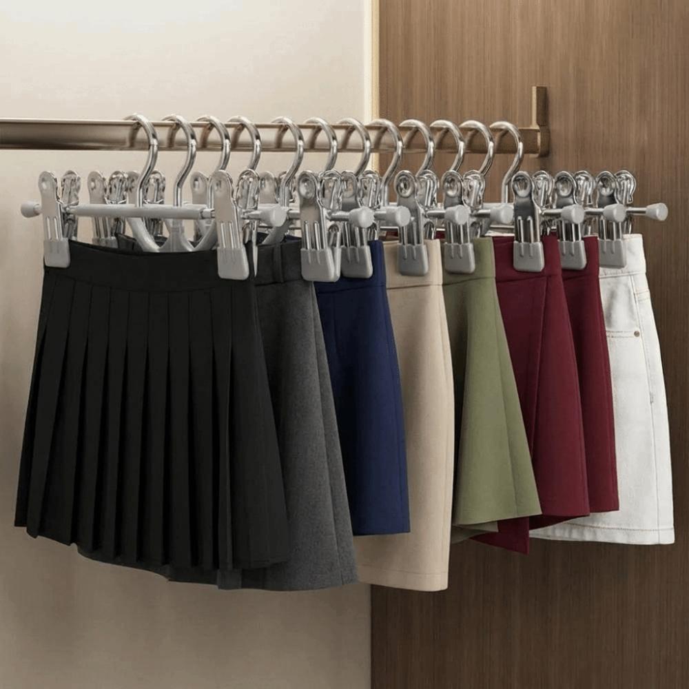 10PCS Non-slip Short Neck Trouser Clip Stainless Steel Adjustable Trouser Hanger  Women's Skirt