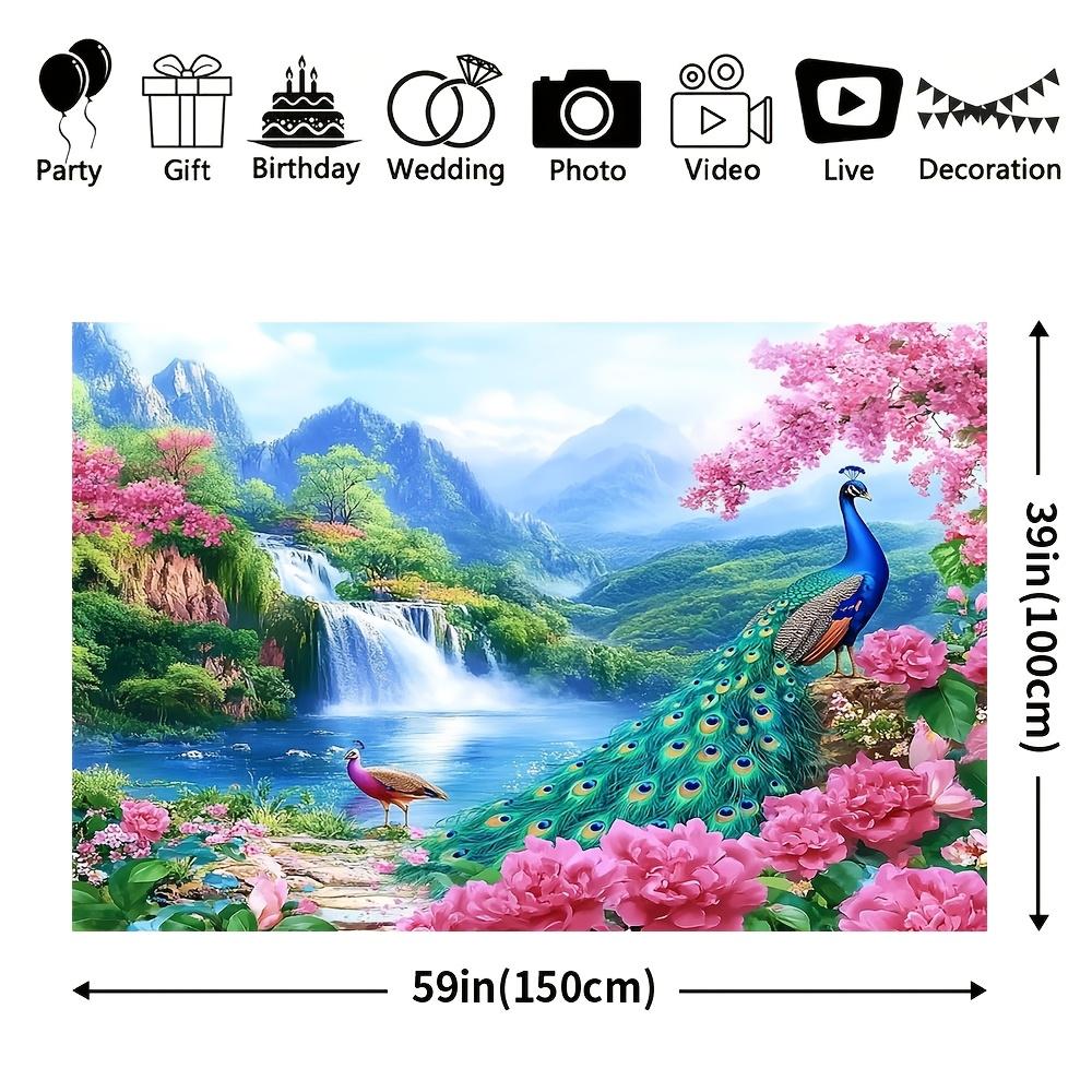 1Pcs Peacocks Waterfall Scene Decoration Background Bedroom Backdrop Decorations For Photo Studio Photo Booth Christmas Party