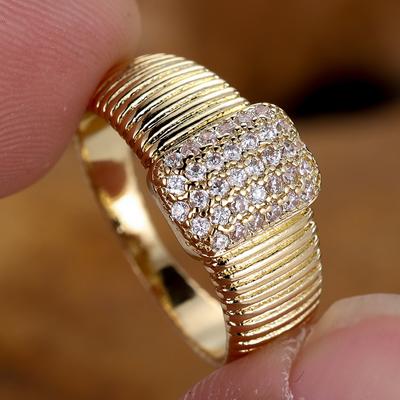 Vintage Gold Farbe Geometrische Quadrat Ringe für Frauen Mode Zirkon Engagement Ring Partei Schmuck Geschenke