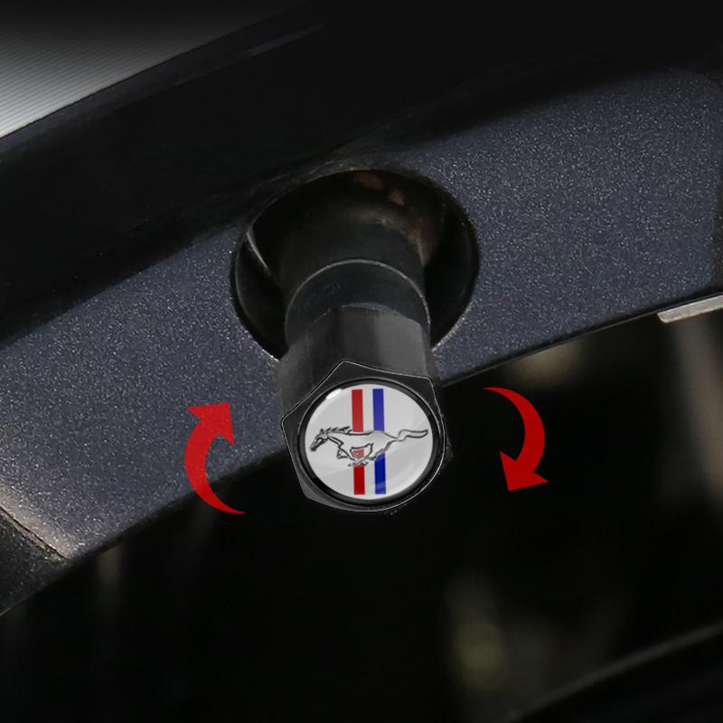 5Pcs/Set Car Keychain Tire Valve Cap Car Styling Accessories For Ford Mustang Zapatillas Miniatura Gt Shelby 2005 2015 Mujer 2012 2006