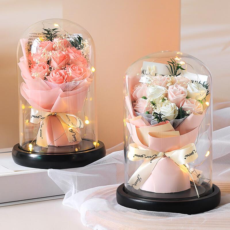 Preserved Rose Bouquet In Glass Dome