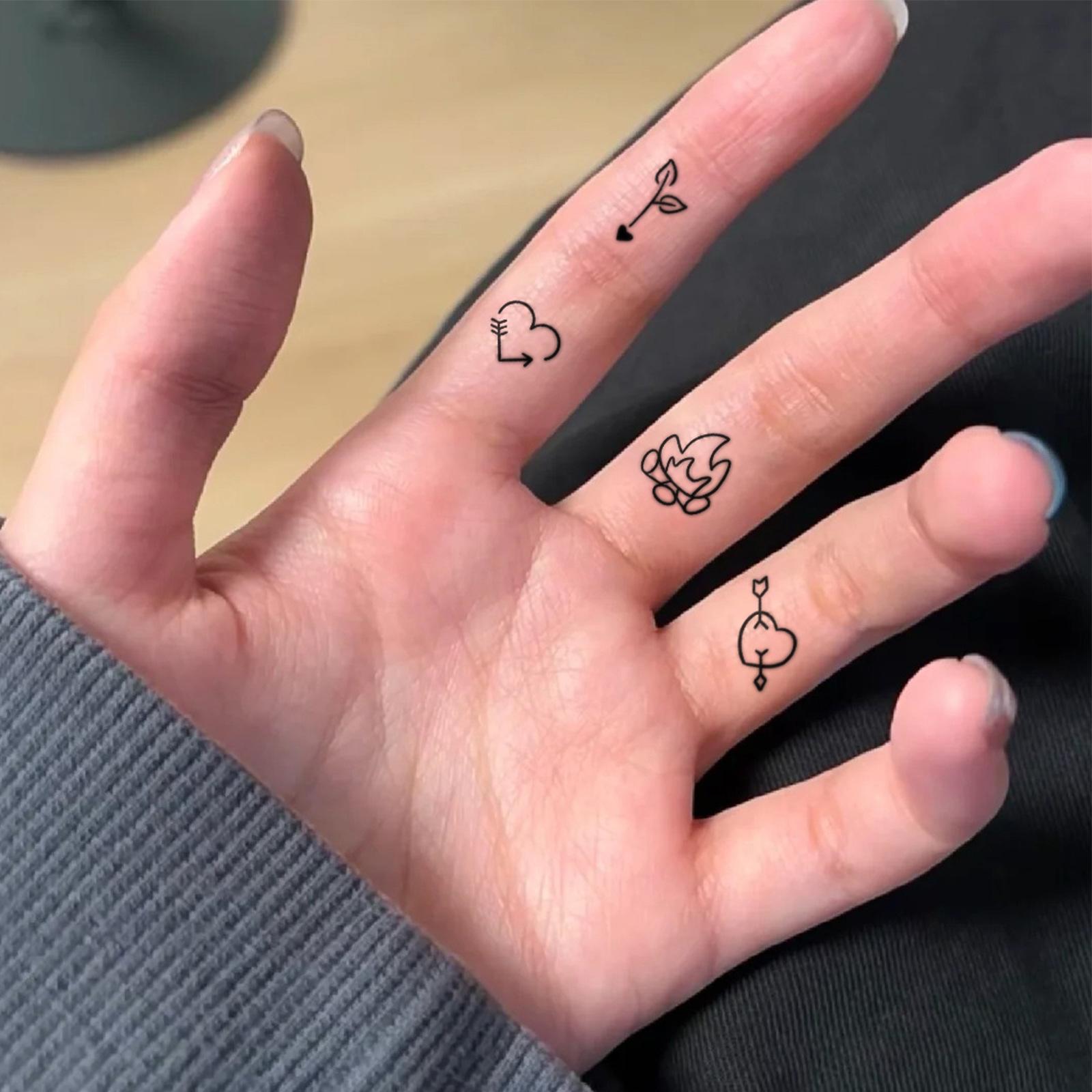 Glow Makeup Unisex Small Fresh Stick Figure Small Picture Finger Tattoo Sticker Simple Personality Tattoo Sticker