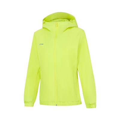 Li Ning Série Achat Groupé Logo Coupe-vent de Sport à Capuche Zippé Raglan Vêtements d'Extérieur Femme Jaune Vert Citron AFDU626-5