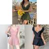 Womens Onepiece Swimsuit With Solid Color And V Neck Design For Water Sports And Slimming Fit