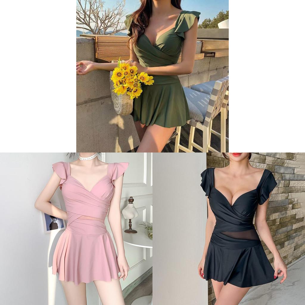 Womens Onepiece Swimsuit With Solid Color And V Neck Design For Water Sports And Slimming Fit