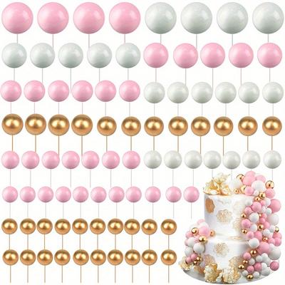 5 Tamanho Bolas Coloridas Bolo Topper Bola De Espuma Decorações De Bolo Bola Em Forma De Inserção De Bolo Topper Para Aniversário Chá De Bebê Decoração De Casamento Suprimentos