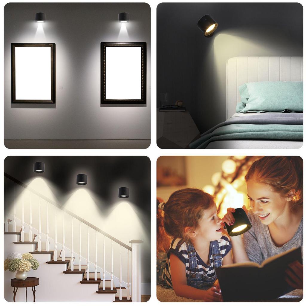 Rechargeable Smart LED Wall Lamp with Three-Color Dimming and Remote Control