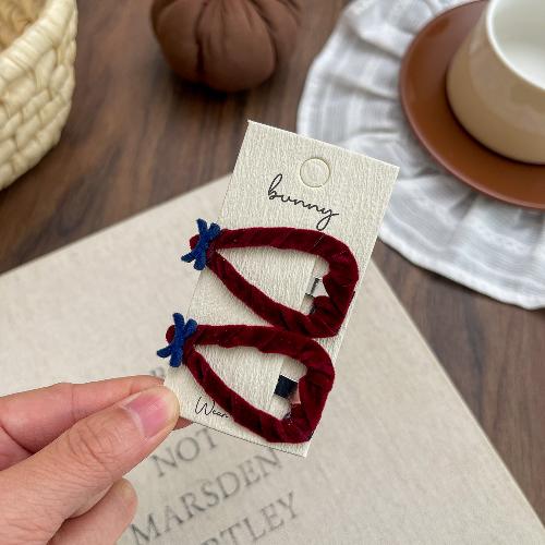 

2pcs/bag Velvet Bow Hair Clips Arc Triangular BB Clips Sweet Girls Fringe Side Clip Clamps Headwear Hairpins Styling Accessories