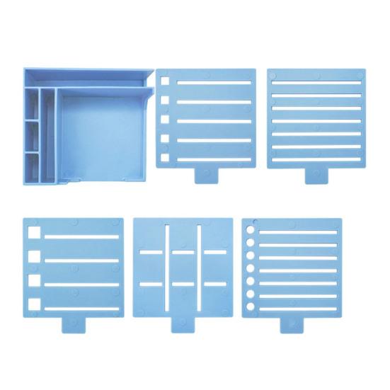 

Квадратный пластиковый держатель для заметок с 5 шаблонами Органайзер для стола для списков, заметок, подставка для мобильного телефона Эффективный инструмент организации для офиса, школы A синий