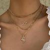 Stacked sunflower pendant, retro multi-layer necklace, niche high-end cross, love collarbone chain