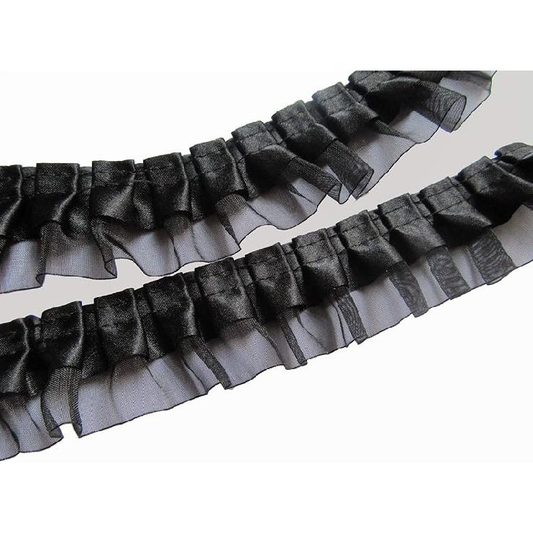 YYCRAFT Pack of 5y Two Tone Satin Organza Lace Edge Trim 1.5" Wedding Ribbon Sewing (Royal)