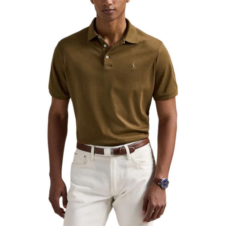 Polo Ralph Lauren Logo Slim Fit Short Sleeve Polo Shirt Men Tops Brown 710704319-172