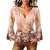 Women's Casual V-Neck Long Sleeve Floral Print Blouse