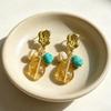 Pendientes de Lazo de Cristal Azul Vintage - Adorno de Diseño Retro