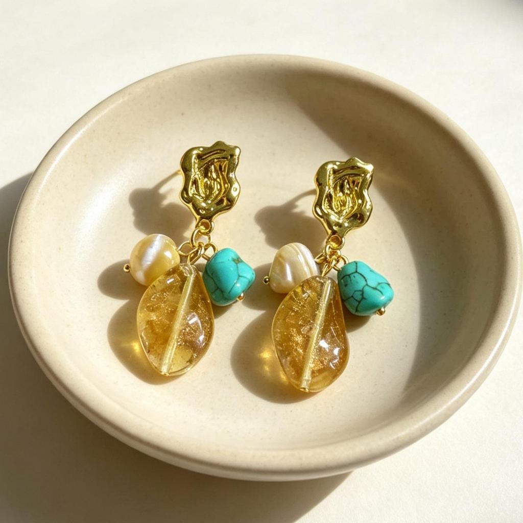 Pendientes de Lazo de Cristal Azul Vintage - Adorno de Diseño Retro