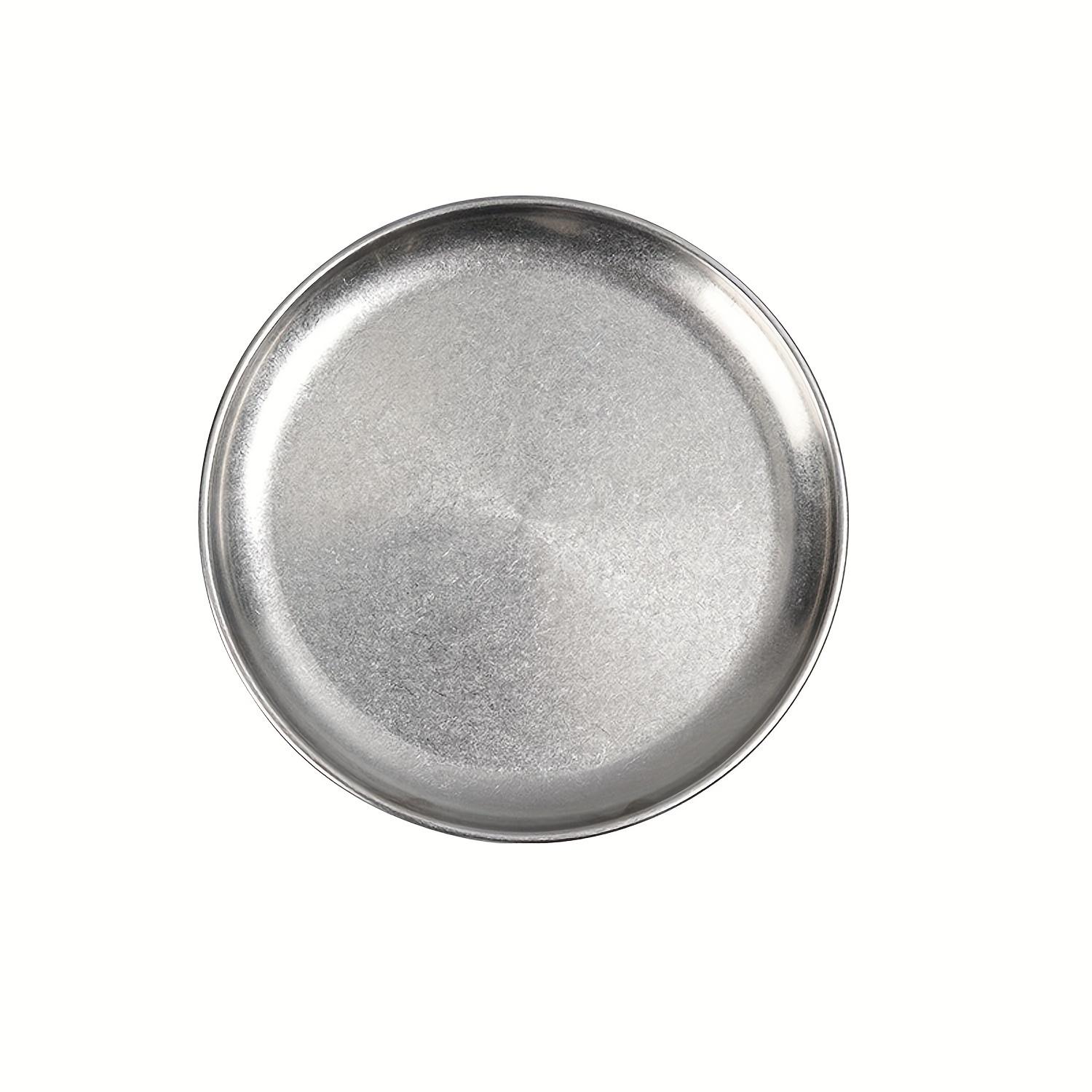 

Обеденная тарелка из нержавеющей стали, ретро-диск, утолщенный пищевой контейнер, блюдо для фруктов и тортов, корейская классическая тарелка, кухонная утварь