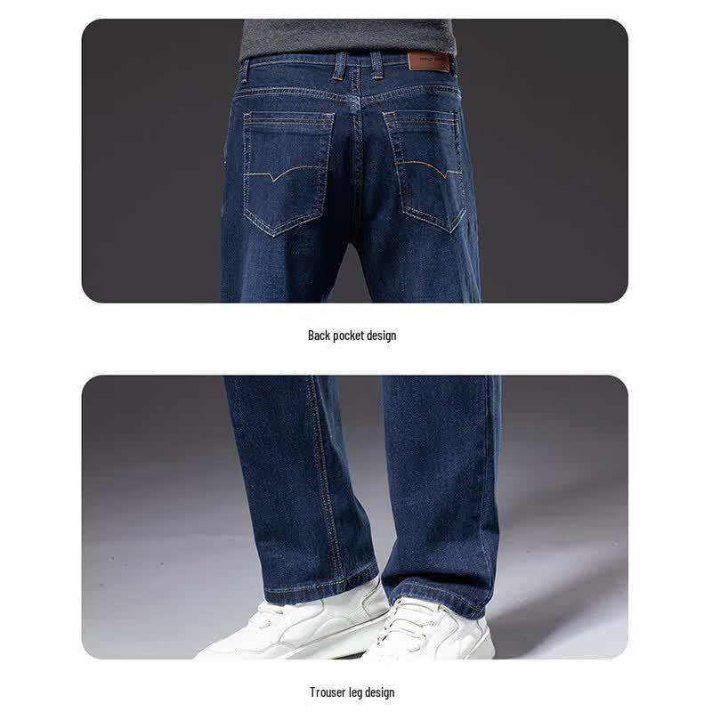 PLAYBOY Men's Spring/Autumn Loose Straight Stretch Jeans