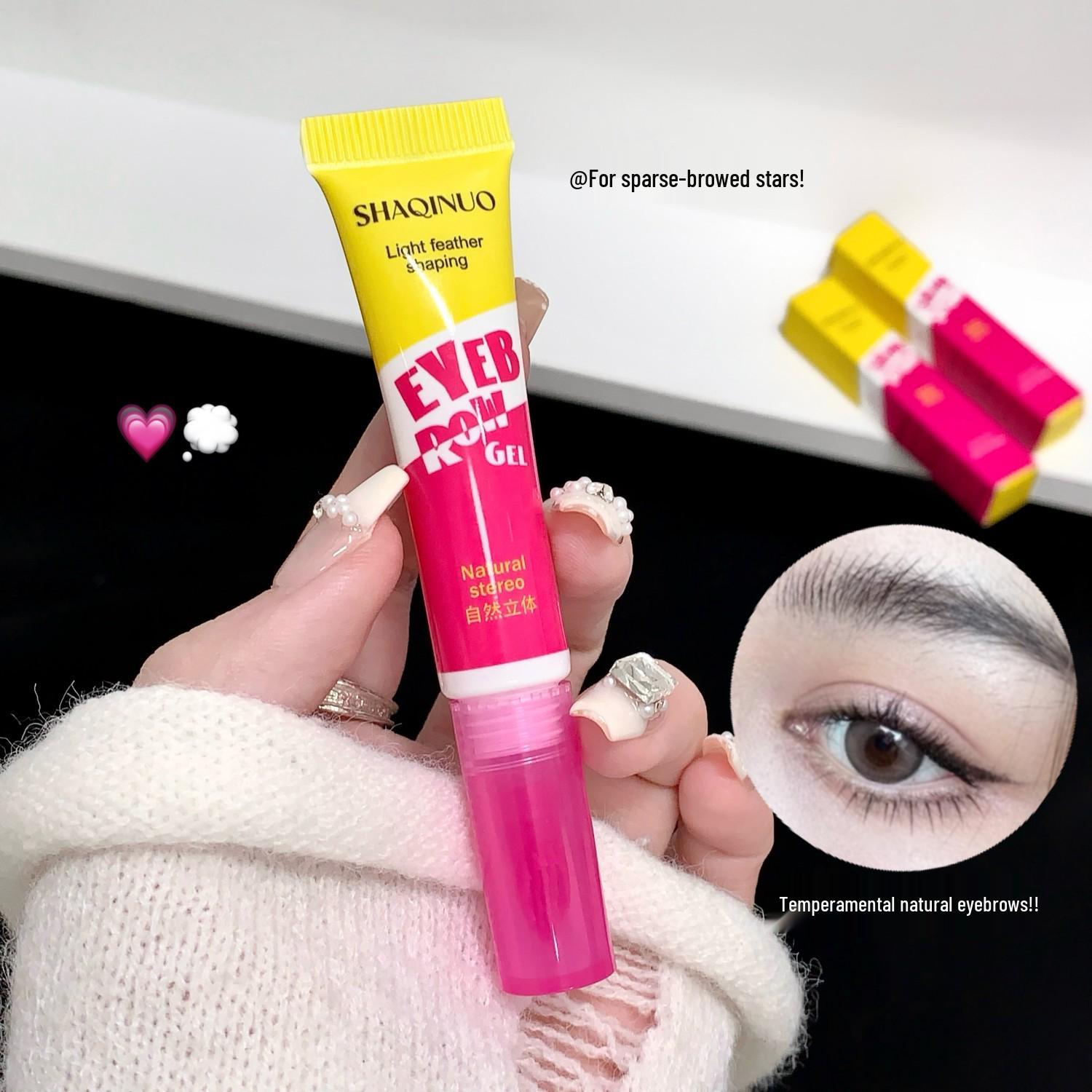 Shaqinuo Clear Waterproof 3D Eyebrow Gel - Light Feather Styling for Wild Brows