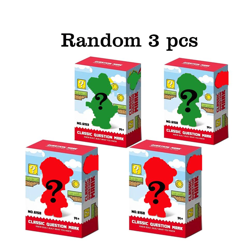 Cartoon Character Blind Box Building Blocks - Luigi & Yoshi Figures Small Particle Blocks Model Dolls For Kids Assembled Toy Gif